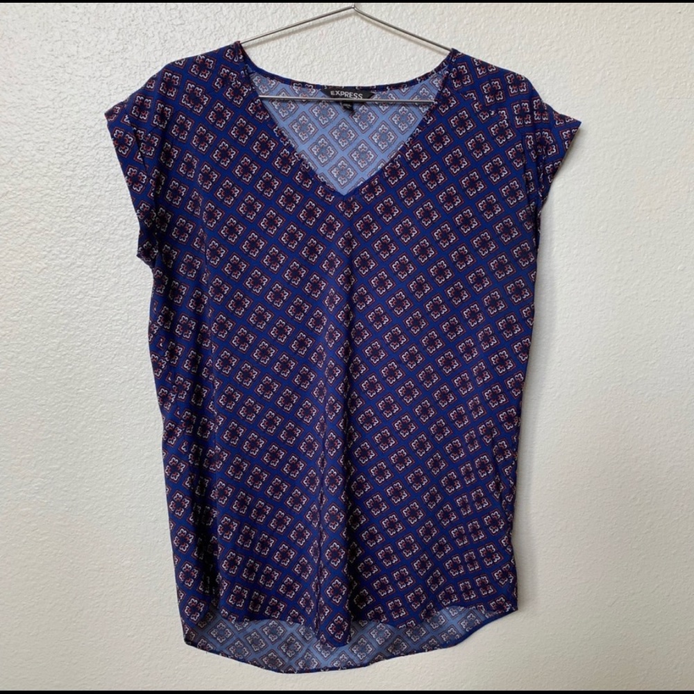 Express XL Blouse - blue with patterns